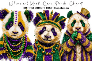 Whimsical Mardi Gras Panda Clipart, an Illustration by Black Bird Studio
