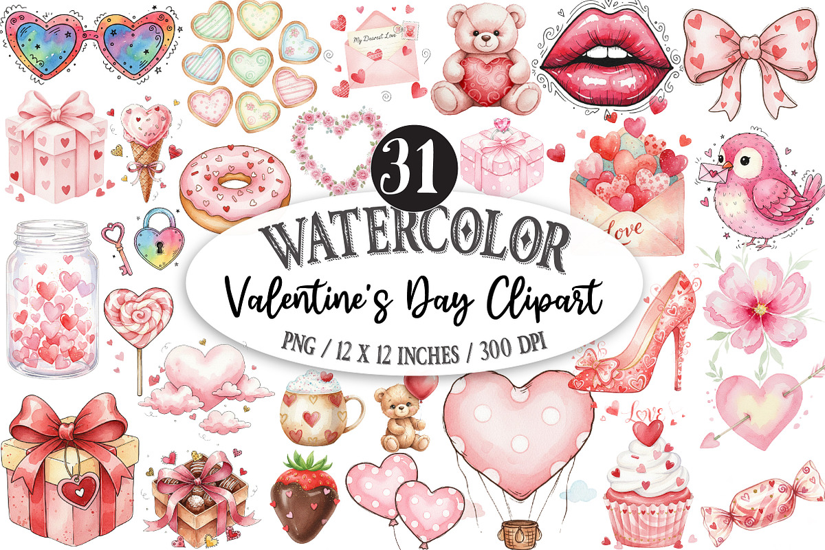 Valentine's Day Clipart, an Illustration by Designking (Photo 1 of 5)