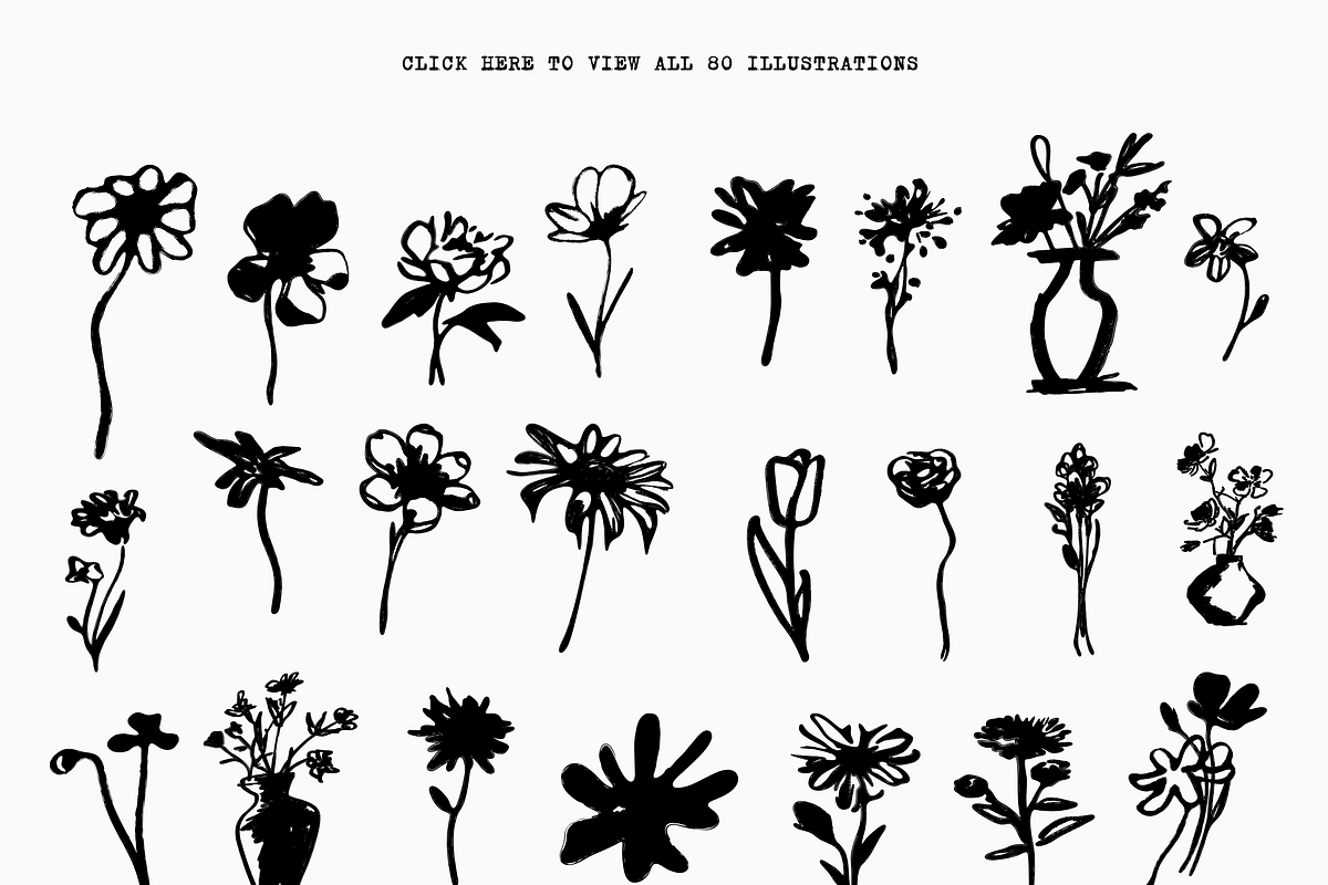 Bloom: 80 Ink Botanical Pack, a Decorative Illustration by Veyla (Photo 3 of 17)