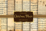 Christmas Music Retro Vintage Sheets, a Background Graphic by Fun Digital (Thumbnail 1 of 6)