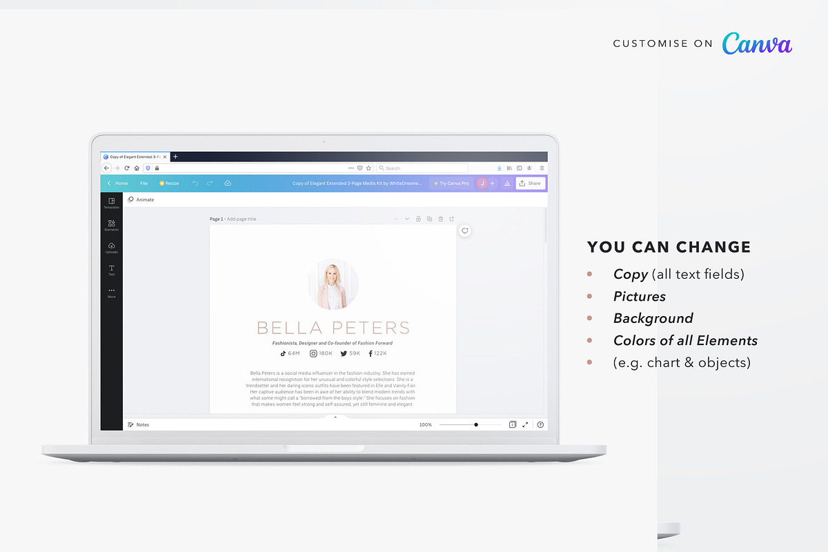 3-Page Influencer Media Kit Canva, a Presentation Template by White Dreamers (Photo 3 of 4)