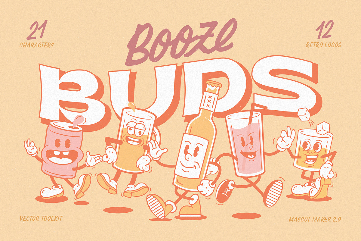 Booze Buds v2.0: Mascot Maker, an Illustration by Staple. (Photo 1 of 7)