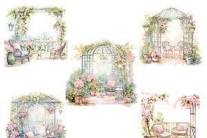 Watercolor Spring Balcony Clipart