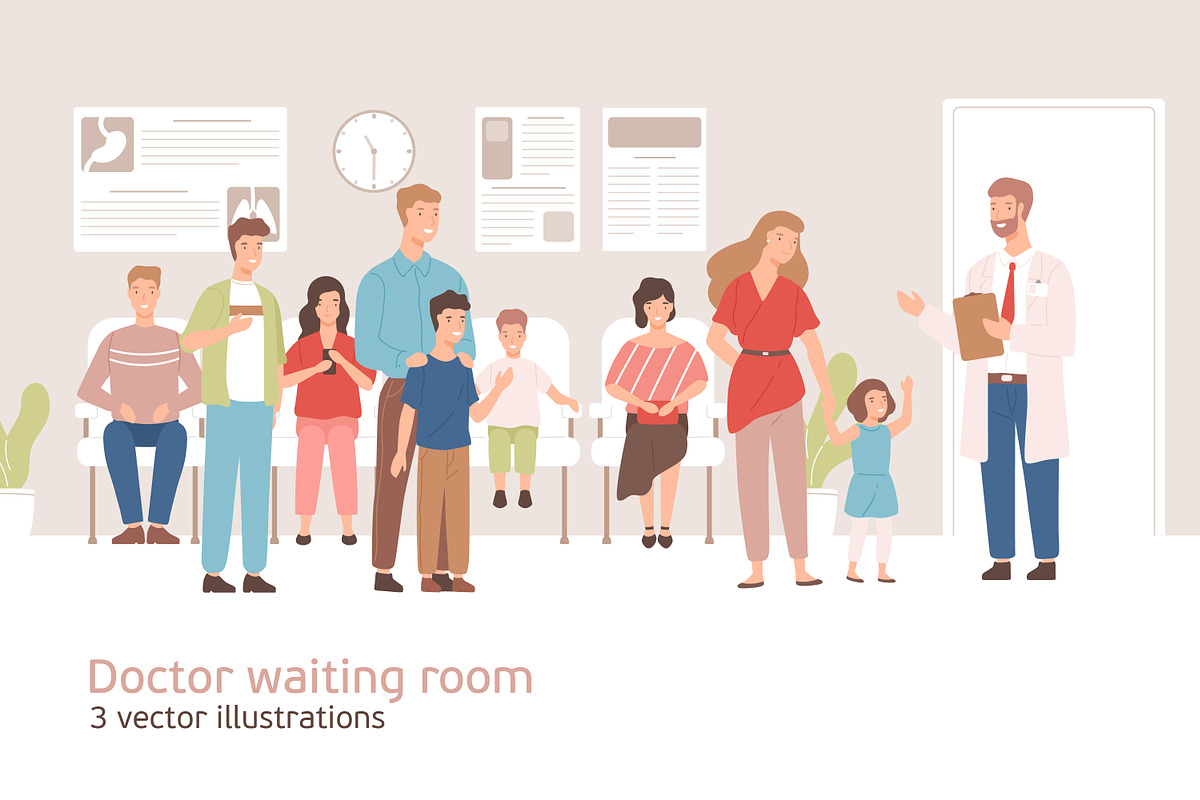 People in doctor waiting room, a Healthcare Illustration by Good Studio (Photo 1 of 4)