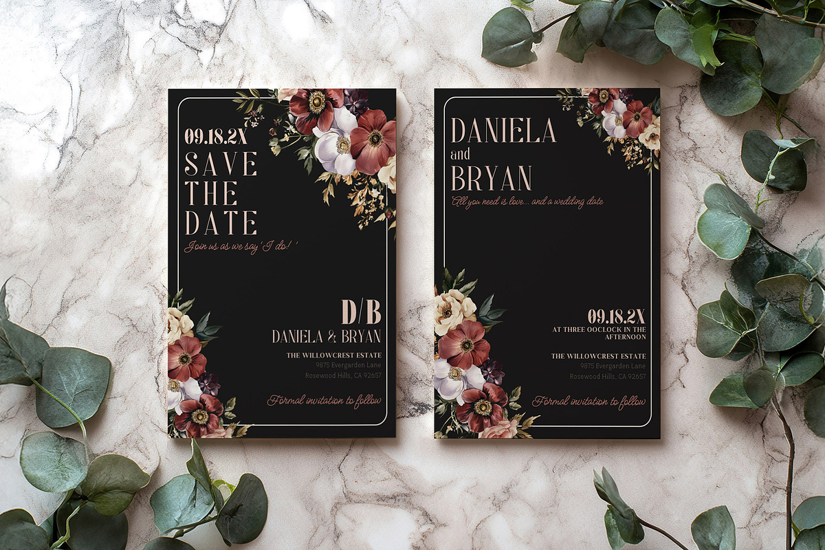 Dutch Style Black Wedding Invitation, an Invitation Template by Hotpin (Photo 3 of 5)