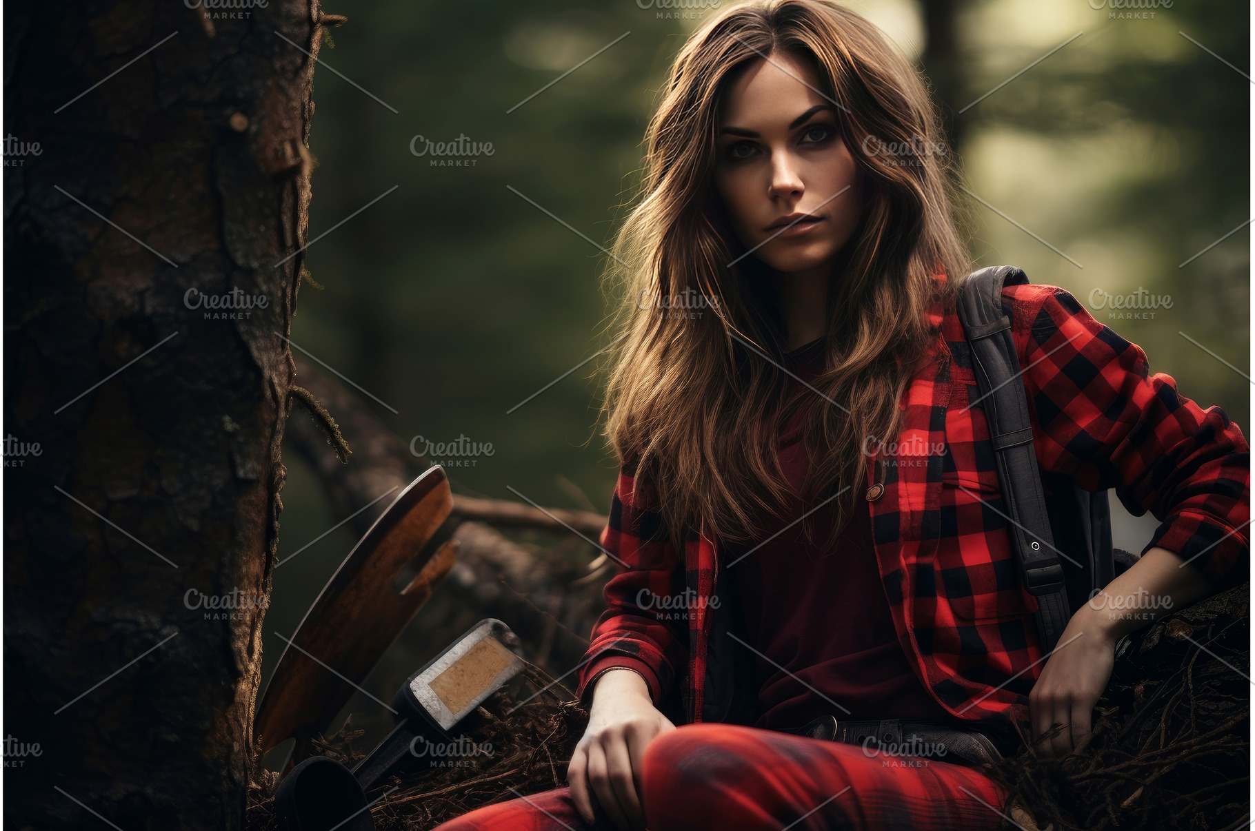 Resilient Lumberjack woman forest, a Person Photo by Ylivdesign