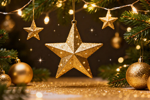 Golden Christmas Elegance Banner, a Wallpaper Photo by Virgo Studio