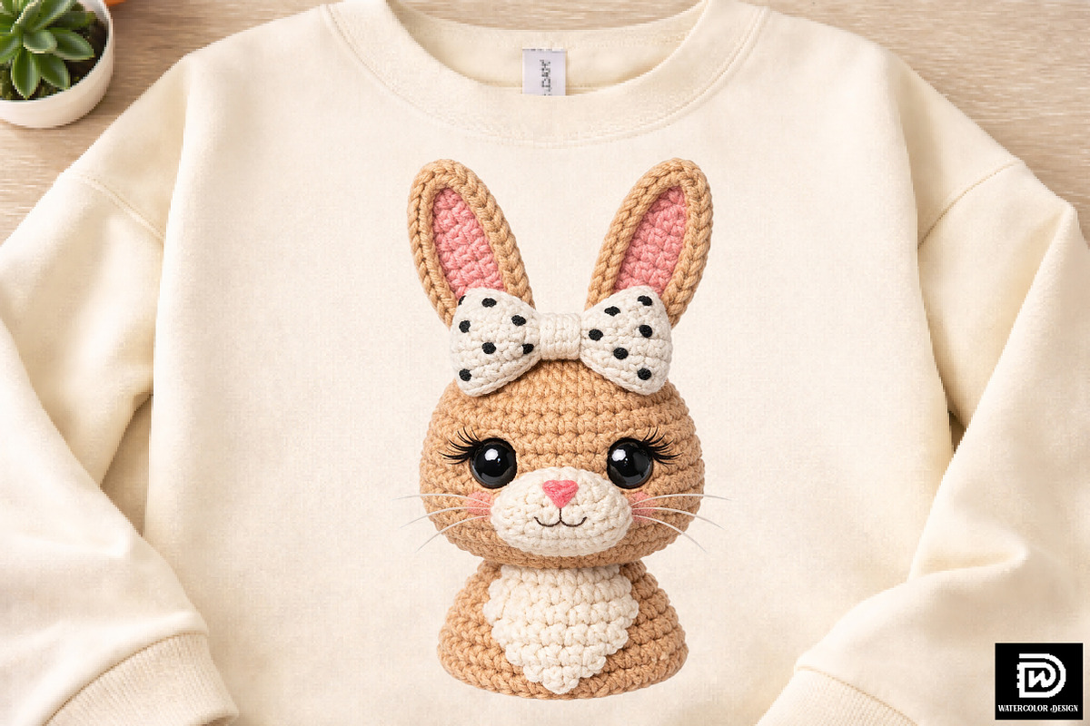 Yarn Crochet Easter Bunny PNG, an Illustration by Watercolor design (Photo 3 of 4)