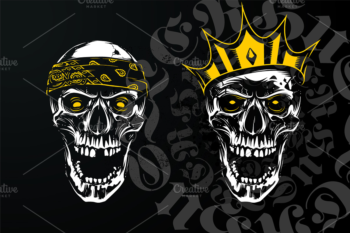 Hustler Skull Vector Art, a Decorative Illustration by Vecster (Photo 2 of 7)