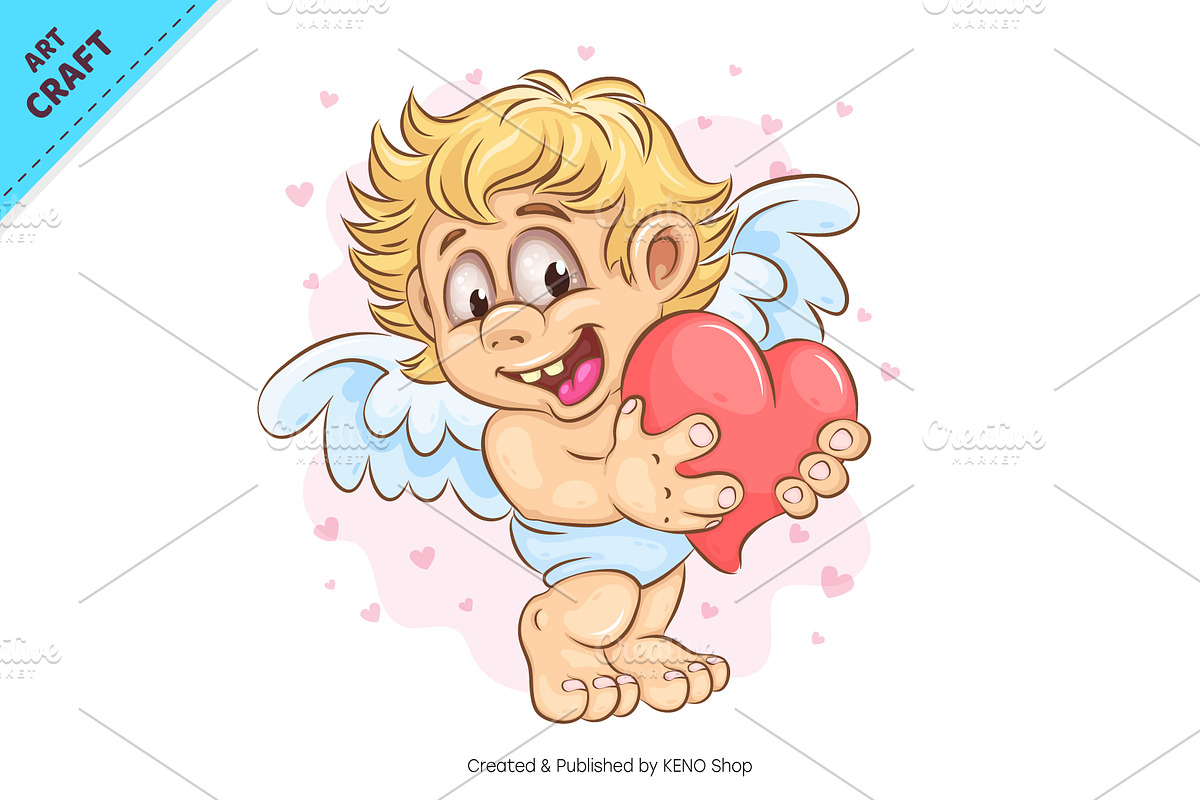 Bundle Cartoon Cupid 03. Tshirt, a Person Illustration by KENO Mascots (Photo 2 of 13)