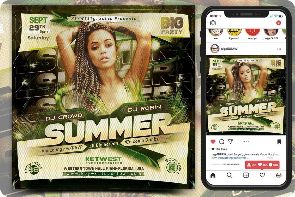 Summer Party Flyer, a Flyer Template by regalDRAW (Photo 1 of 3)