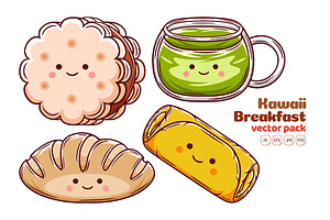 Kawaii Breakfast Vector Pack 04