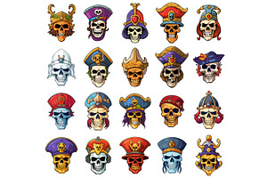 Skulls In Different Hats. Skull