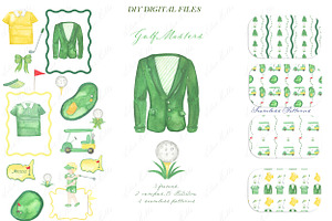 Golf Masters Watercolor Clipart DIY