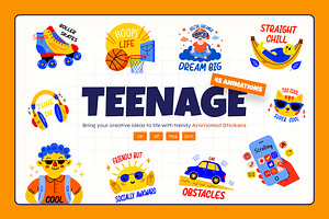 Animated Teenage Stickers Set, an Emoji Icon by Vectors Market