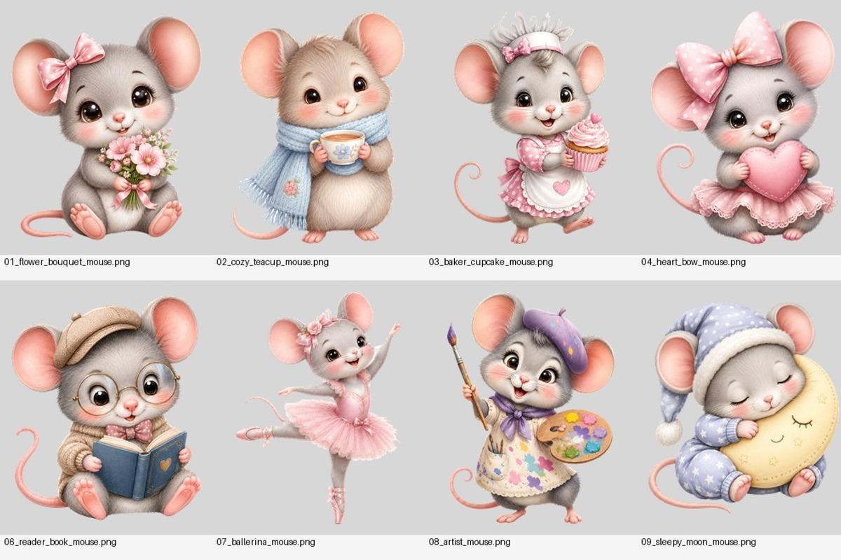 Cute Mouse clipart Bundle, an Object Illustration by HeavensStar (Photo 8 of 8)