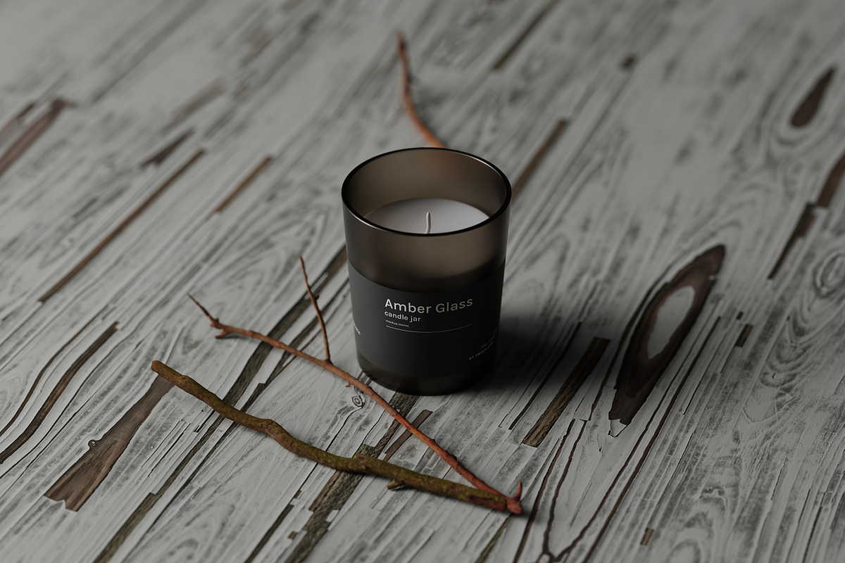 Amber Glass Candle Mockup Kit, a Merchandise Mockup by pmvch (Photo 10 of 27)