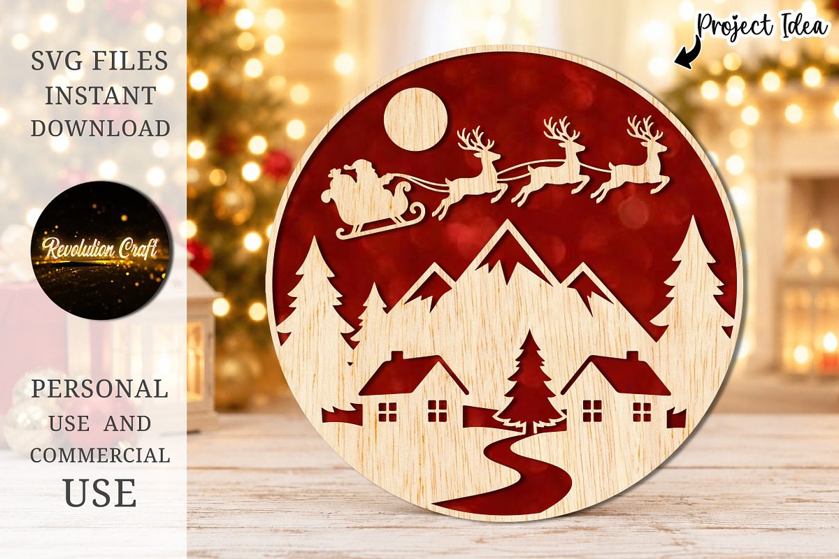 Christmas Village Round Sign SVG, an Object Graphic by OK Design (Photo 3 of 3)