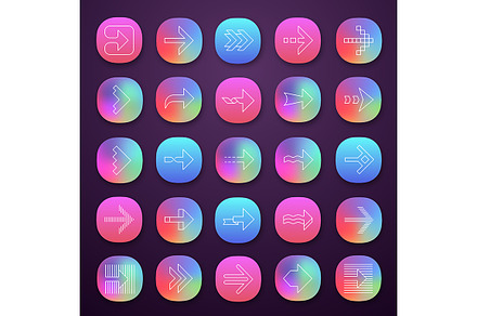 Arrow types app icons set, an Outline Icon by bsd studio