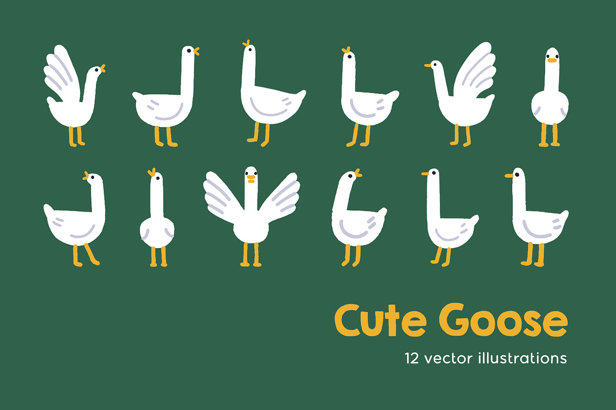 Cute goose. Funny birds, kids set, an Animal Illustration by Good Studio (Photo 1 of 7)