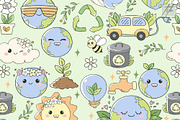 Pastel Earth Day Seamless Pattern, a Decorative Illustration by TitaLivingArt (Thumbnail 1 of 8)