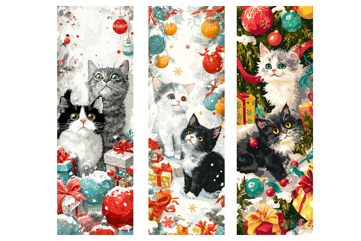 Cute Christmas Cats Bookmarks Png, an Illustration by Designworld (Photo 2 of 3)