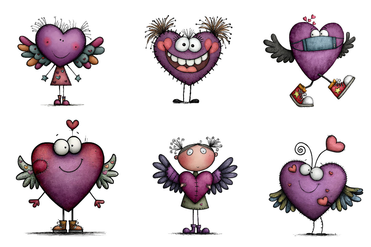 Whimsical Valentine Heart Clipart, an Illustration by CreationArt (Photo 7 of 7)