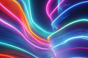 Vibrant Neon Light Trails Abstract A, an Abstract Photo by Pixeness Studio