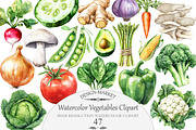Watercolor Vegetables Clipart, an Illustration by Design Market (Thumbnail 1 of 5)