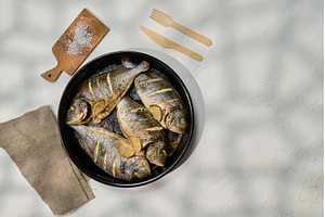 Grilled dorado fish served with, a Food & Drink Photo by darksoul72