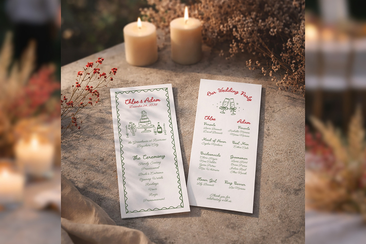 Wedding Program Canva Template bd003, a Card Template by TyphoonStudio (Photo 2 of 9)