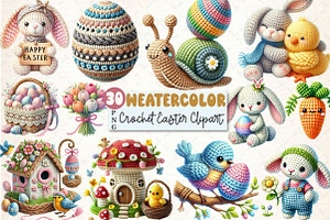 Crochet Easter Day Sublimation Clipa, a Seasonal Illustration by Rose Art