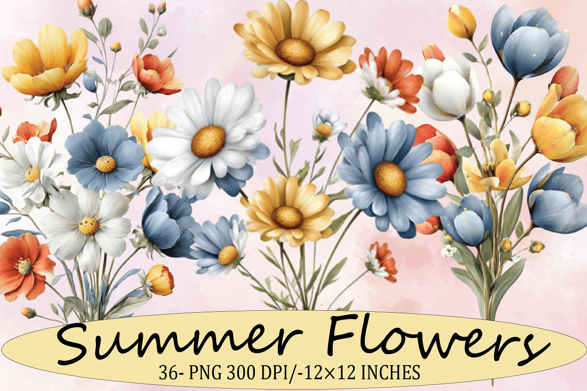 Summer Flowers Clipart Bundle., an Illustration by SVGArt (Photo 1 of 9)