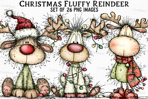 Whimsical Christmas Fluffy Reindeer, an Illustration by Craft Nest