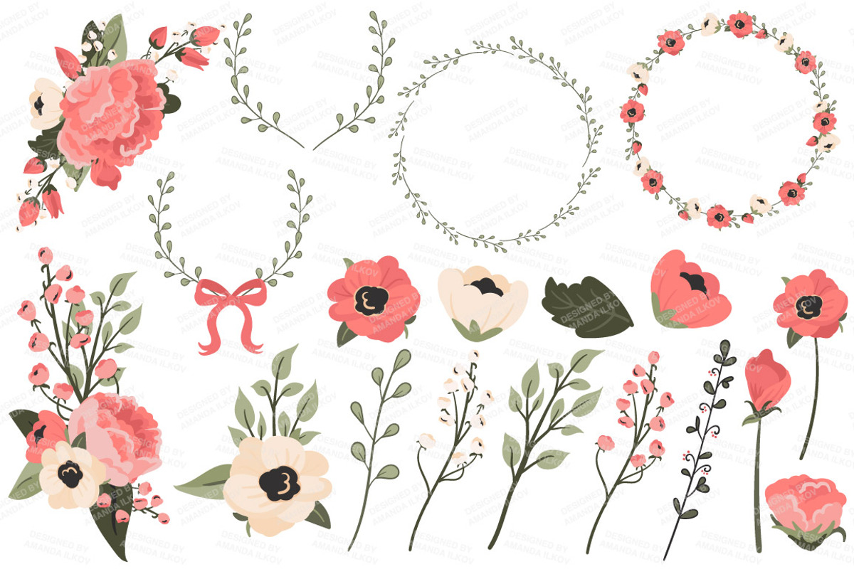 Mint & Coral Floral Bicycle + Extras, an Illustration by Amanda Ilkov (Photo 4 of 5)
