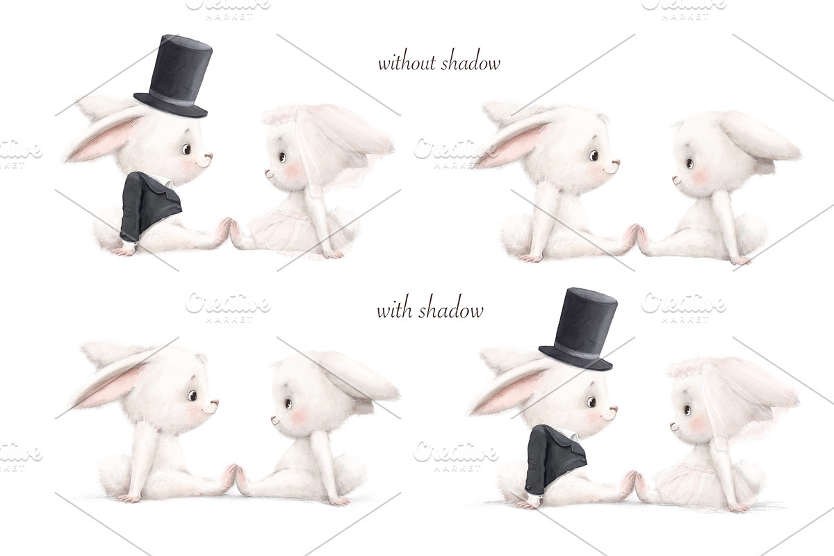 Bunny wedding. Illustration., an Animal Illustration by sheincar (Photo 4 of 8)