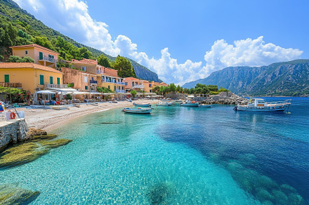 Calm clear waters of Kefalonia showc, a Photo by Iftikhar Alam