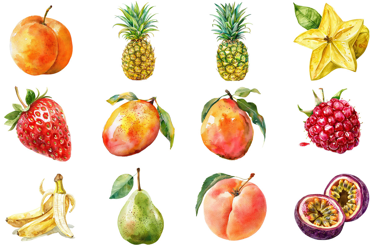 Watercolor Fruit Clip Art, an Illustration by DreamCafeArt (Photo 2 of 8)