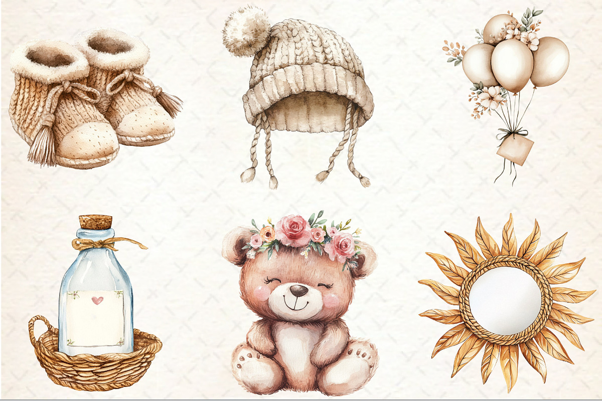 Baby Shower Boho Nursery Clipart, an Illustration by Rose Art (Photo 3 of 4)