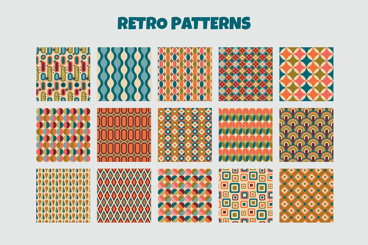 MID CENTURY Modern Seamless Patterns, a Pattern Graphic by AnnArt