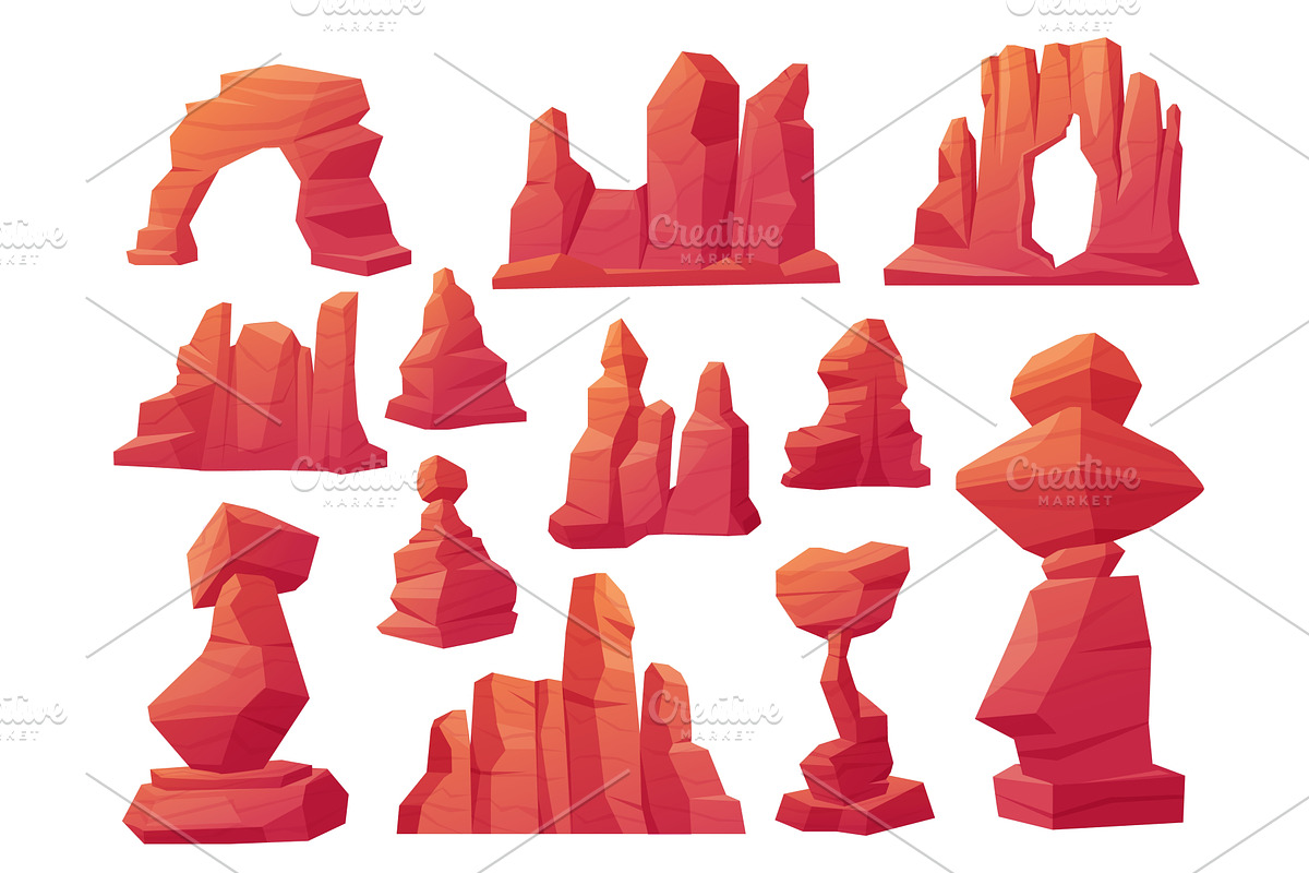 Sand desert rocks. Cartoon canyon, an Illustration by LadadikArt