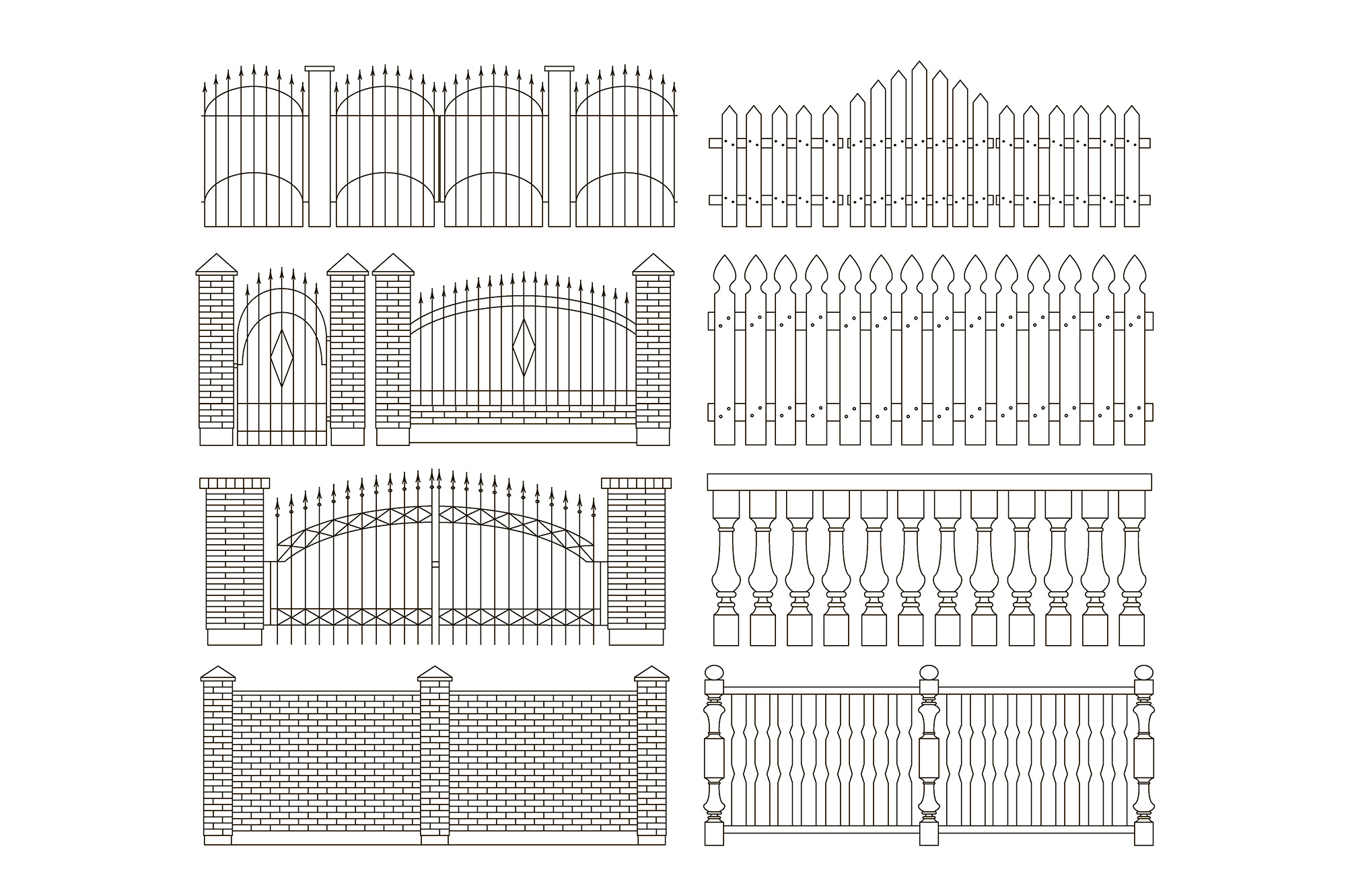 Set Of Gates And Fences by Netkoff  Creative Market