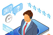Isometric Online Customer Support, a Person Illustration by TAlex (Thumbnail 2 of 6)