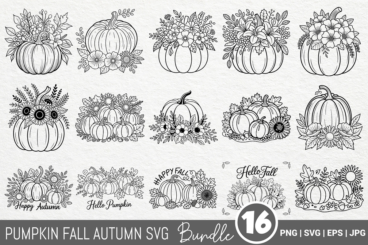 Pumpkin Fall Autumn SVG PNG Bundle, a Photo by Actual Pixel (Photo 1 of 19)