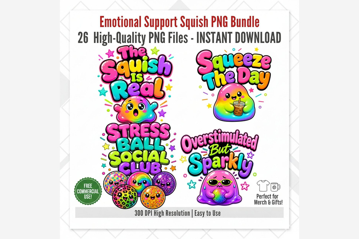 Emotional Support Squish PNG Bundle, an Emoji Icon by Tanya Kart (Photo 10 of 10)