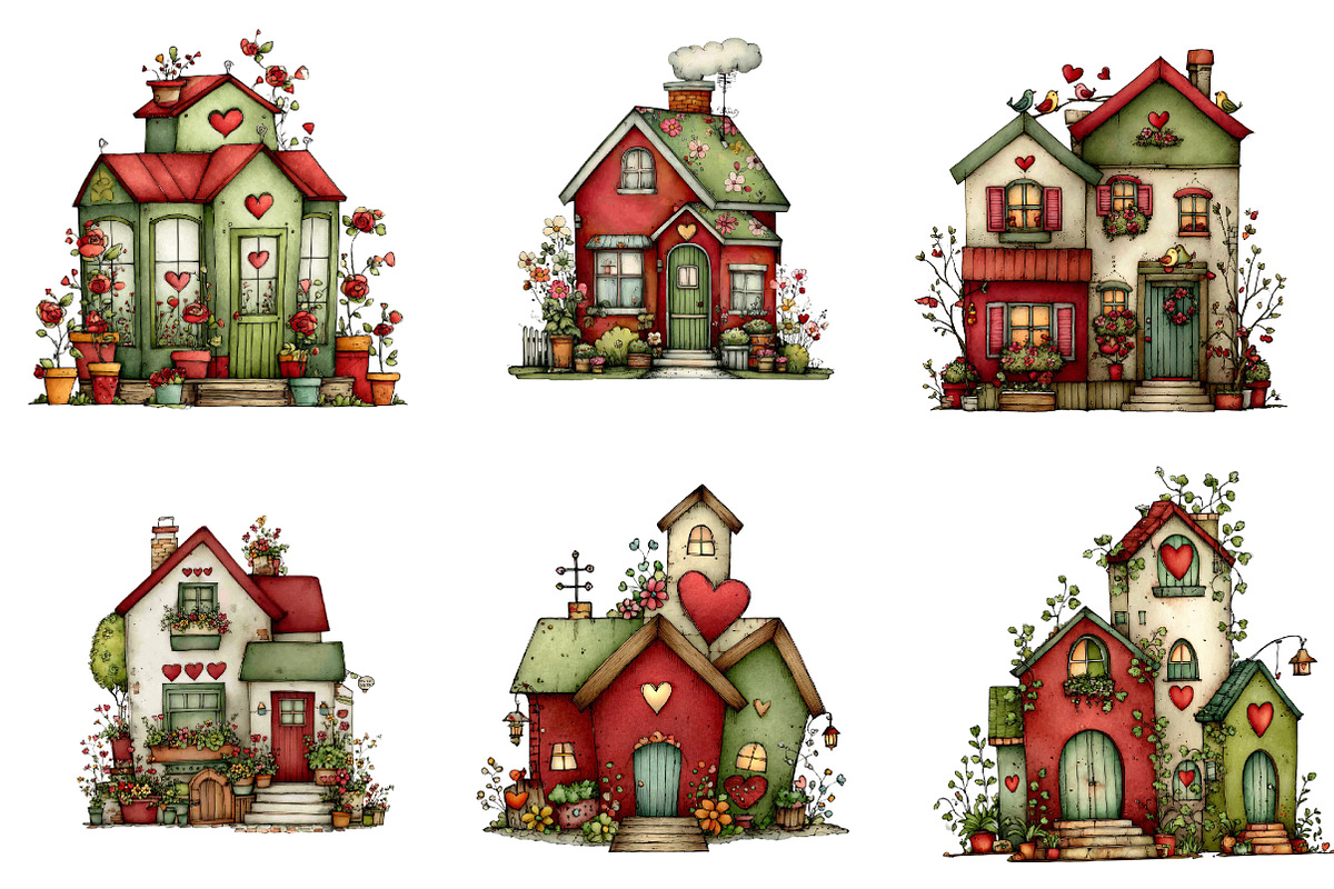 farmhouse valentine clipart, an Illustration by CreationArt (Photo 4 of 5)