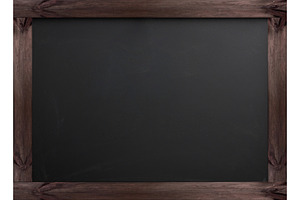 Blank black school board in old wooden frame. Isolated backgroun, a Background Photo by ndanko