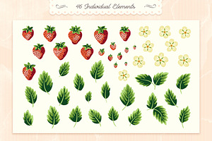 Cottage Strawberry Clipart & Pattern