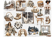 Cozy Cabin Clipart | Winter PNG, a Seasonal Illustration by GlamArtZhanna (Thumbnail 6 of 6)