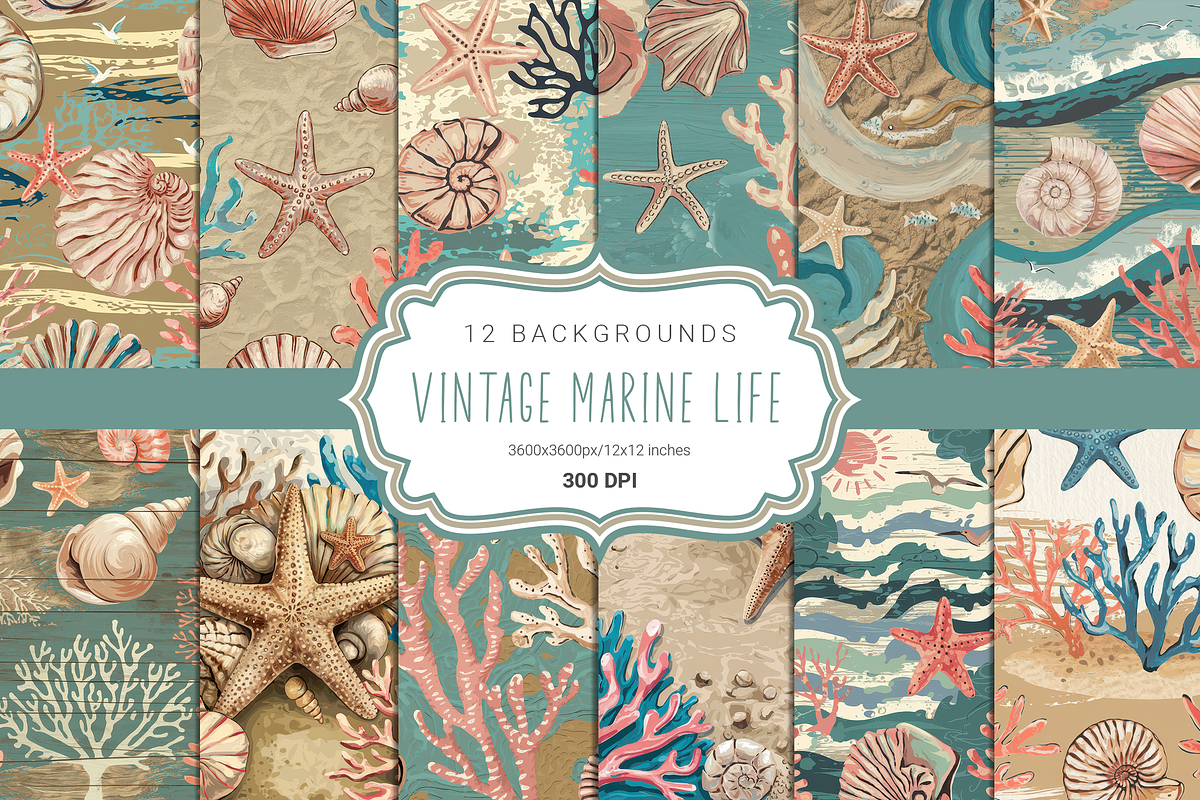 Vintage Marine Life, a Background Graphic by Curve Design (Photo 1 of 7)